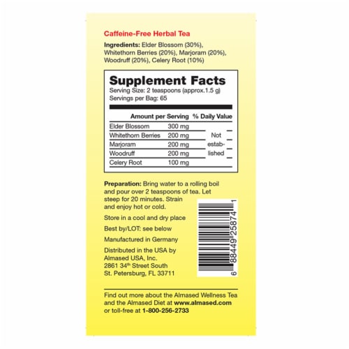 Almased Wellness Caffeine Free Herbal Tea Perspective: back