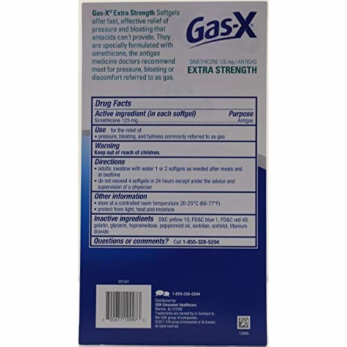 Gas-X Extra Strength Softgels 125 mg, 120Count Perspective: back