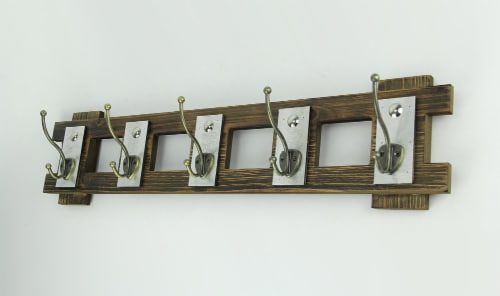 Rustic Contemporary Cutout Wood Hat Hook Wood Wall Hanging - Grey Perspective: back