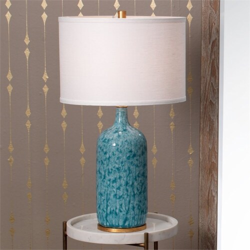 Jamie Young Co Madeline Transitional Ceramic Table Lamp in Blue Perspective: back