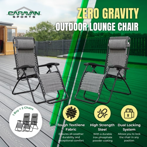 Caravan Sports Infinity Zero Gravity Chair 2pk Grey Perspective: back