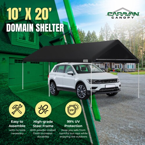 Caravan Canopy Domain 10 x 20 Foot Straight Leg Instant Canopy Tent Set, Black Perspective: back
