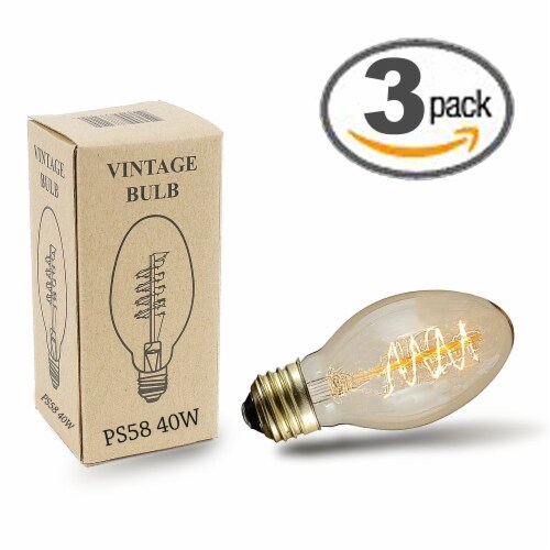 PS58 Clear Vintage Filament Edison Light Bulb E26 Medium Base 40 Watt 3 Pack 3 Pack Gerbes Super Markets