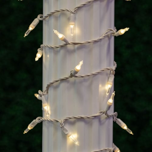 70 Light T5 LED Christmas Mini Light Set, Warm White, White Wire, 35' Long Perspective: back