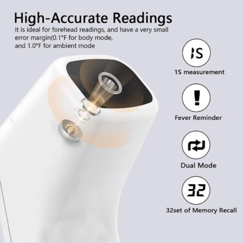 Necano, Infrared thermometer CK-T1502 forehead measure for adult, baby and children (white) Perspective: back