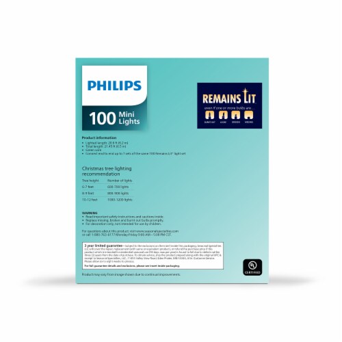 Philips 100 ct Mini Incandescent Lights Remains Lit Clear Christmas Holiday Decor 100 ct Fred Meyer