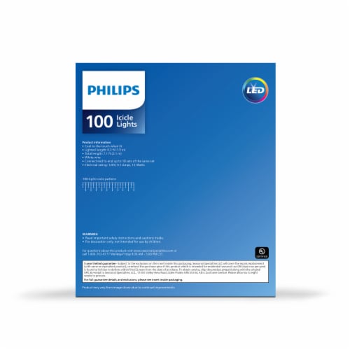 Philips LED Warm White Icicle Indoor / Outdoor Christmas Lights Perspective: back