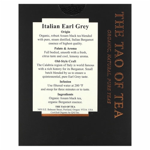 Italian Earl Grey Organic Tea Bags Perspective: back