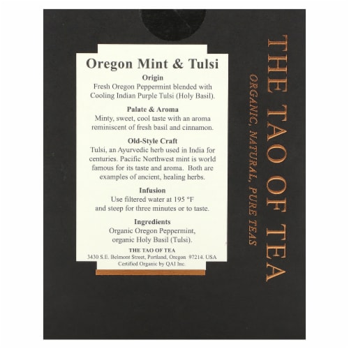Oregon Mint & Tulsi Organic Tea Bags Perspective: back