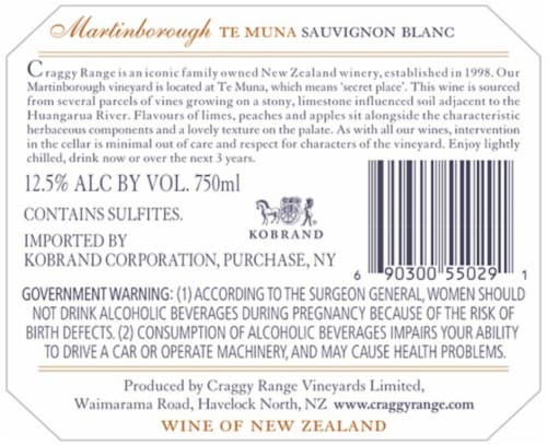 Craggy Range Sauvignon Blanc Perspective: back