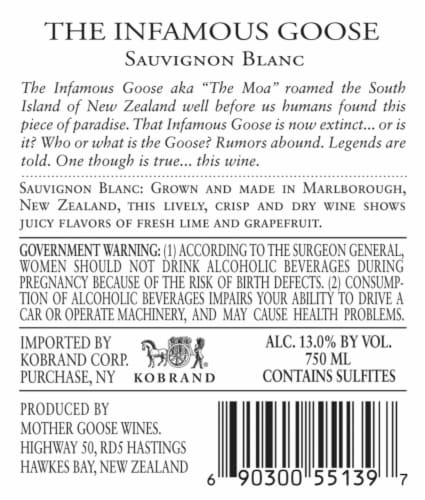Infamous Goose Sauvignon Blanc Perspective: back