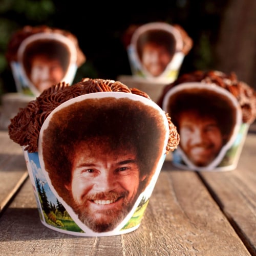Prime Party Bob Ross Cupcake Wrappers (Set of 12) Perspective: back