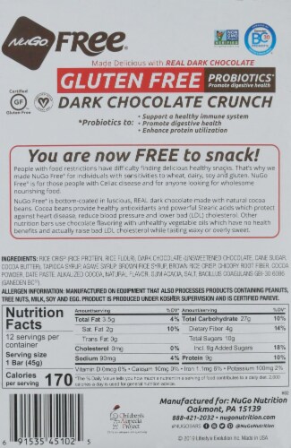 NuGo® Free® Dark Chocolate Crunch Protein Bars Perspective: back