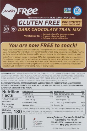 NuGo® Free® Gluten-Free Dark Chocolate Trail Mix Protein Bars Perspective: back