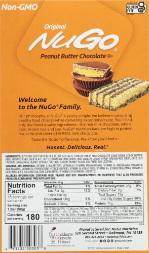 NuGo® Nutrition To Go Peanut Butter Chocolate Bars Perspective: back