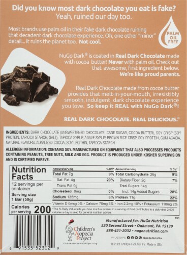 NuGo® Dark® Mocha Chocolate Protein Bars Perspective: back