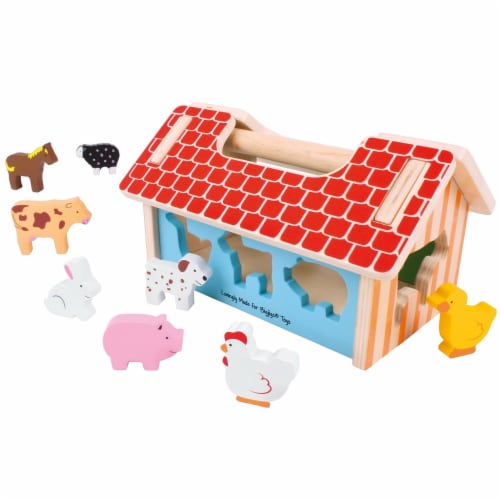 BigJigs Toys Baby Bigjigs Farm House Sorter (BJTBB108) Perspective: back