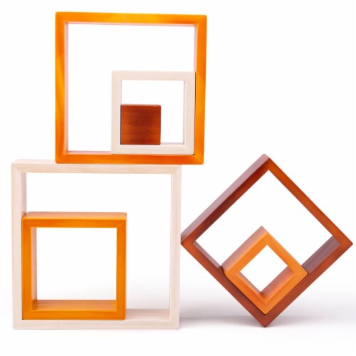 Bigjigs Toys, Natural Wooden stacking squares Perspective: back