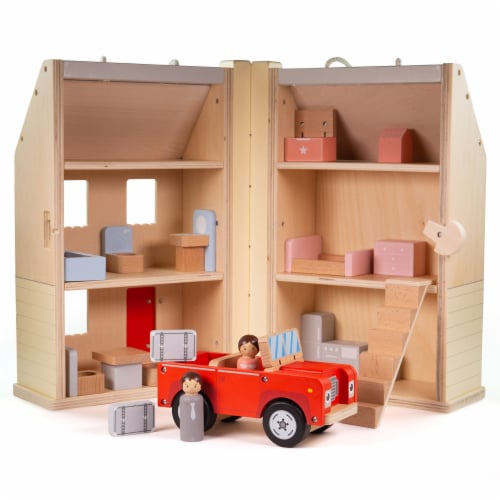 Bigjigs Toys, Folding Dollhouse Set Perspective: back