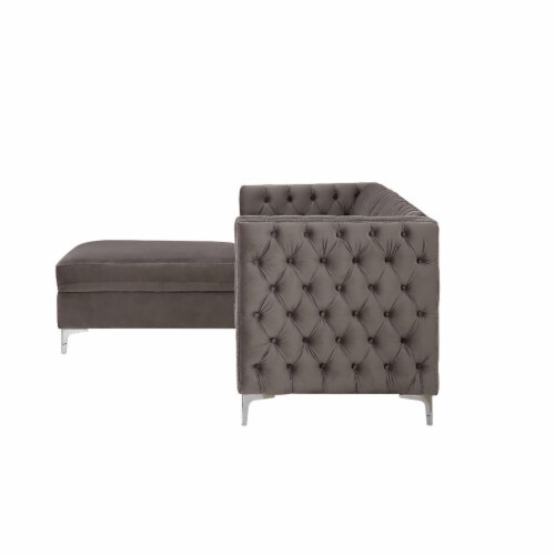 Ergode Sectional Sofa Gray Velvet Perspective: back