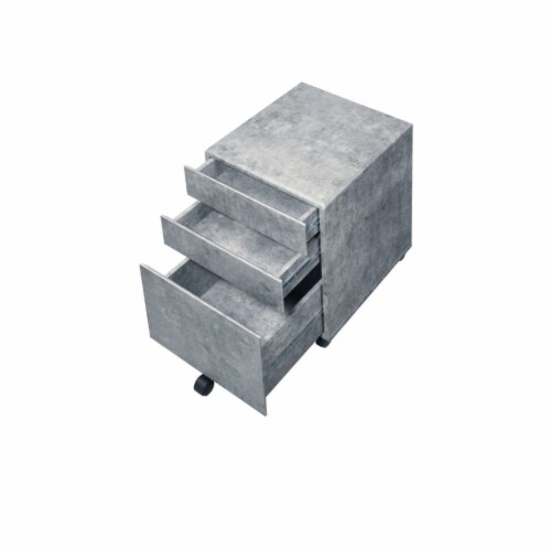Ergode File Cabinet Faux Concrete & Silver Perspective: back
