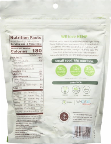 Nutiva Organic Raw Shelled Hempseed Perspective: back