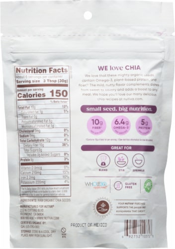 Nutivia Organic Black Chia Seeds Perspective: back