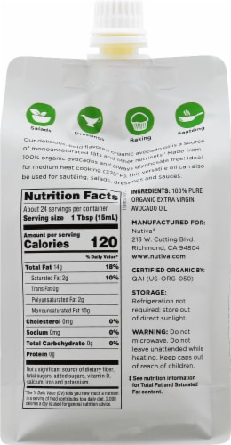 Nutiva® Organic Extra Virgin Avocado Oil Perspective: back