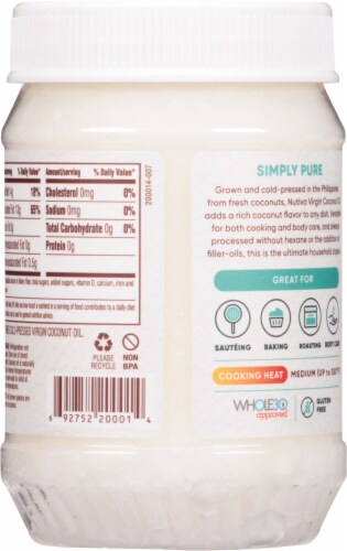 Nutiva® Organic Coconut Oil Perspective: back