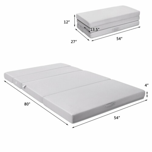 Gymax 4'' Full XL Size Foam Folding Mattress Sofa Bed Guests Floor Mat Carrying Handles Perspective: back