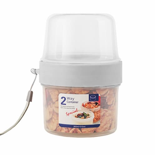 2-Way Container for Salads, Sauces, Fruits and Snacks-   360mL Perspective: back