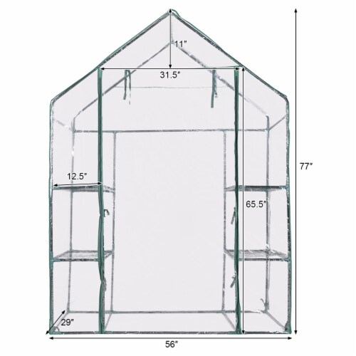 Heyfurni Walk In Greenhouse With 3 Tier 6 Shelves,2 More Bottom Shelves Reinforced Plant Green House,Steel Frame Growhouse For Outdoor,PVC Cover 143x73x195cm