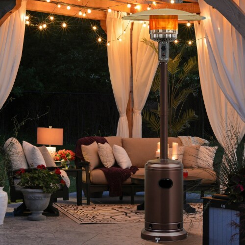 48000 BTU Propane Patio Heater Standing LP Gas Steel W/ Wheels Bronze