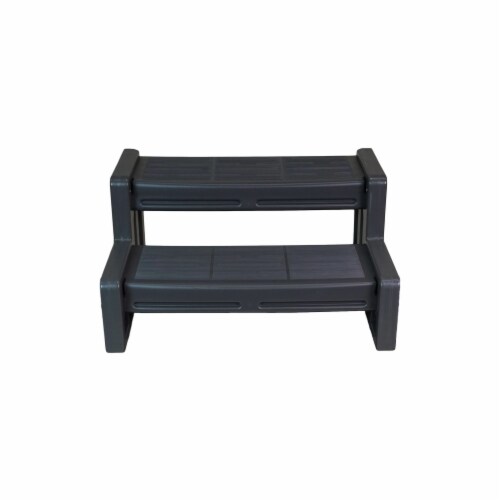 Vinyl Works 29 Inch Deluxe Resin Multi Purpose Home Spa and Hot Tub Steps, Black Perspective: back