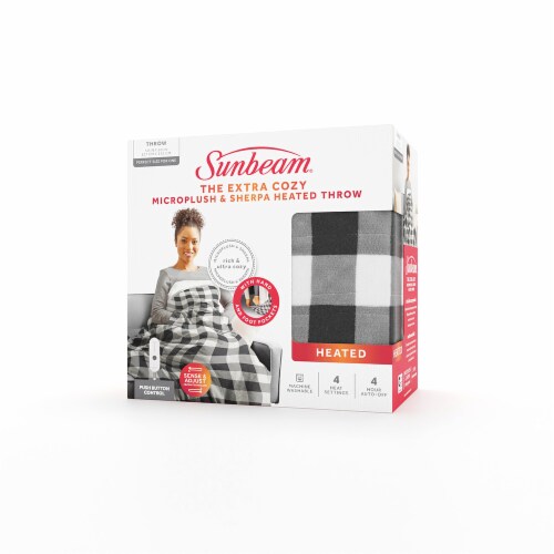 Sunbeam Heated Throw Blanket - Buffalo Black / White Perspective: back