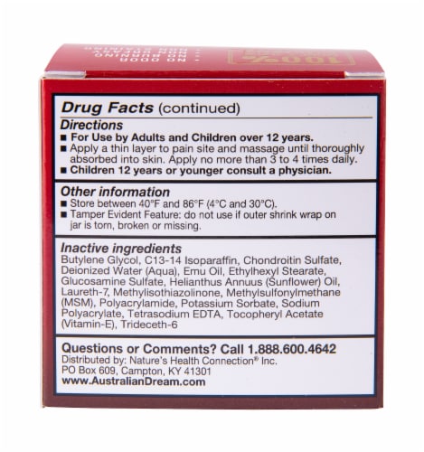 Australian Dream Arthritis Pain Relief Cream Perspective: back
