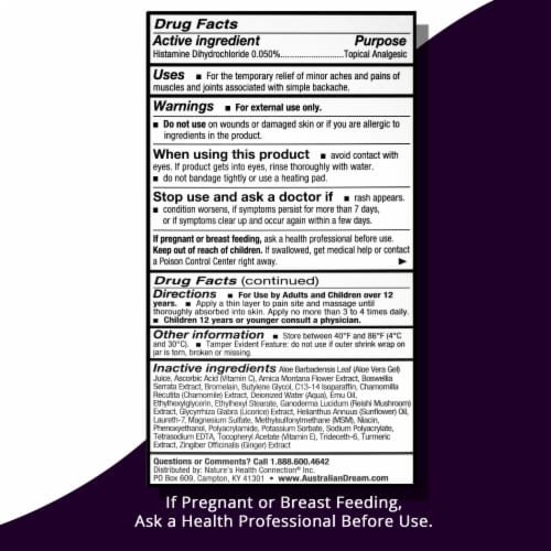 Australian Dream Back Pain Cream - For Neck, Body, Muscle Aches, or Back Pain - 9 oz Jar Perspective: back