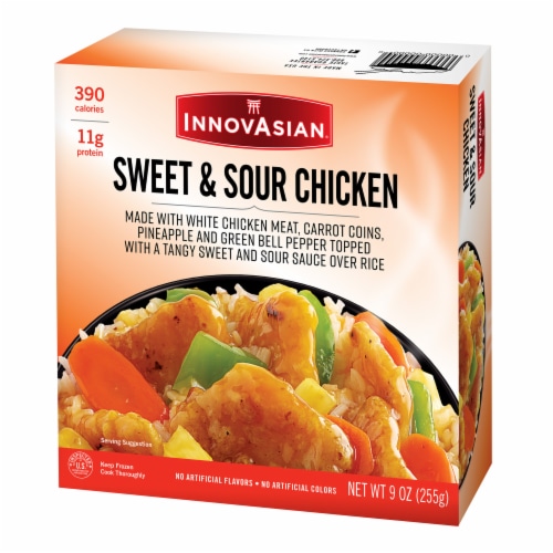 InnovAsian Sweet & Sour Chicken Rice Bowl, 9 oz (Frozen) Perspective: back