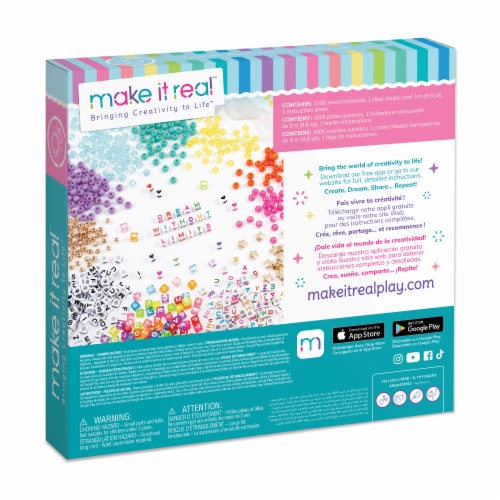 Make It Real™ Bringing Creativity to Light™ Say Yes! Alphabet Bead Bracelet Set Perspective: back