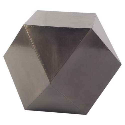 Black Iron Plated End Table With Nail Head Detail Hexagonal Black Iron Plated End Table With Nail Head Detail Hexagonal