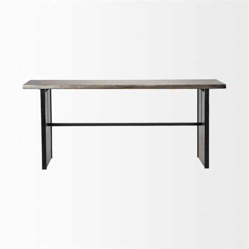 Rectangular Medium Brown Live Edge Mango Wood Console Table With Plank Like Legs Rectangular Medium Brown Live Edge Mango Wood Console Table With Plank Like Legs
