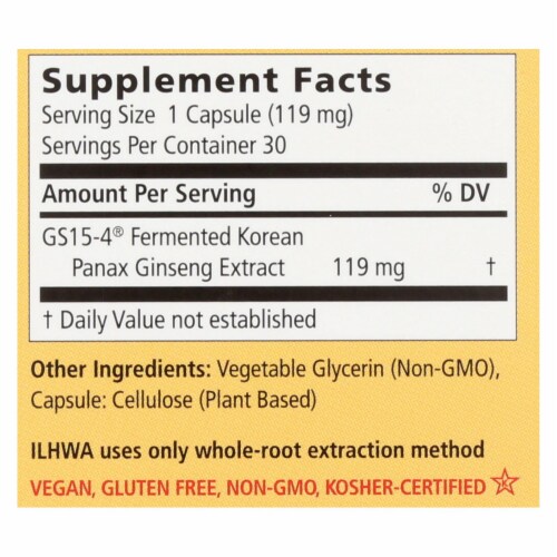 Ilhwa Enzyme Fermented Ginseng Herbal Supplement  - 1 Each - 30 CAP Perspective: back