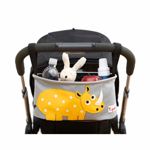 3 Sprouts Universal Stroller Organizer - Baby Jogger Caddy with Cup Holder, Rhino Perspective: back