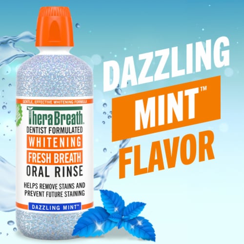 TheraBreath Fresh Breath Whitening Mouthwash Dazzling Mint Alcohol-Free Perspective: back
