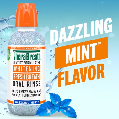 TheraBreath® Mouthwash Fresh Breath Whitening Alcohol-Free Citrus Mint Rinse Perspective: back