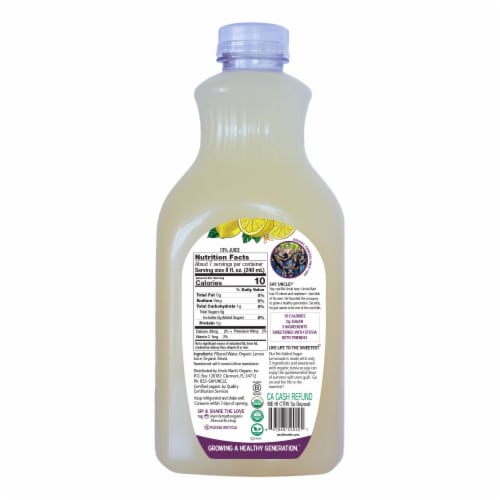 Uncle Matt's™ Organic No Sugar Added Lemonade Perspective: back