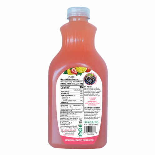 Uncle Matt's™ Organic No Sugar Added Strawberry Lemonade Perspective: back