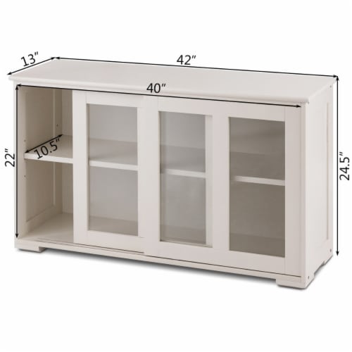Costway storage cabinet sideboard buffet cupboard glass sliding door pantry discount kitchen