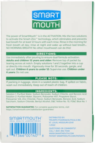 SmartMouth™ Dual Solution Fresh Mint Breath Rinse Travel Packets Perspective: back