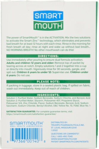 SmartMouth™ Dual Solution Fresh Mint Breath Rinse Travel Packets Perspective: back